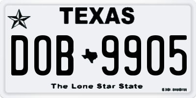 TX license plate DOB9905