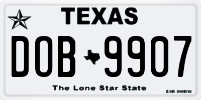 TX license plate DOB9907