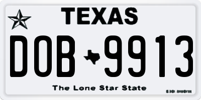 TX license plate DOB9913