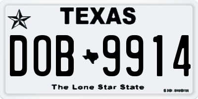 TX license plate DOB9914