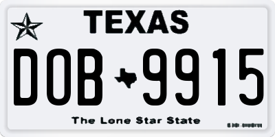 TX license plate DOB9915