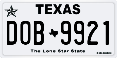 TX license plate DOB9921
