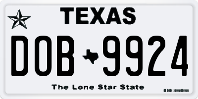 TX license plate DOB9924