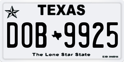TX license plate DOB9925