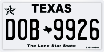 TX license plate DOB9926