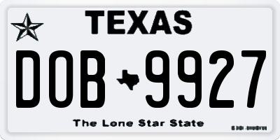 TX license plate DOB9927