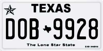 TX license plate DOB9928