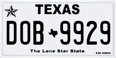 TX license plate DOB9929