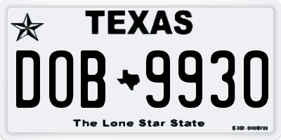 TX license plate DOB9930