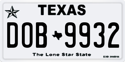 TX license plate DOB9932