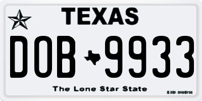 TX license plate DOB9933