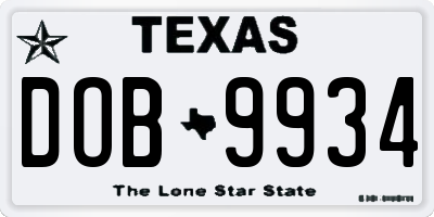 TX license plate DOB9934