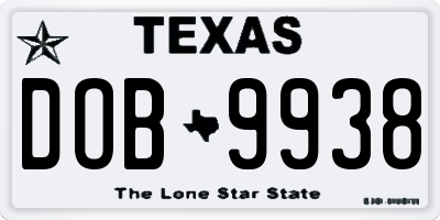 TX license plate DOB9938