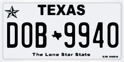 TX license plate DOB9940