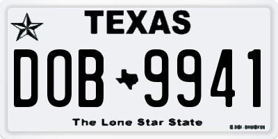 TX license plate DOB9941