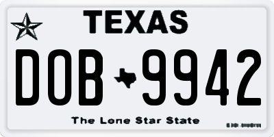 TX license plate DOB9942