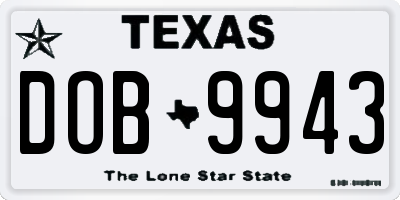 TX license plate DOB9943