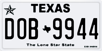 TX license plate DOB9944
