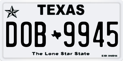 TX license plate DOB9945