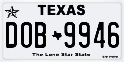 TX license plate DOB9946