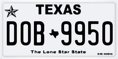 TX license plate DOB9950