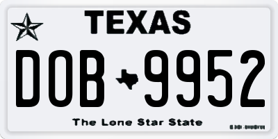 TX license plate DOB9952