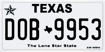 TX license plate DOB9953