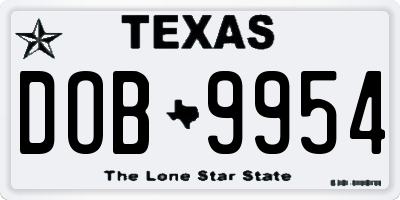 TX license plate DOB9954
