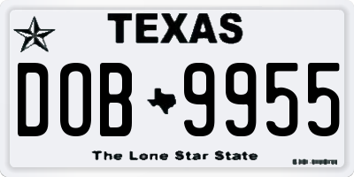 TX license plate DOB9955