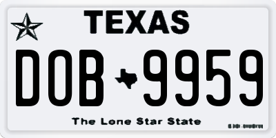 TX license plate DOB9959