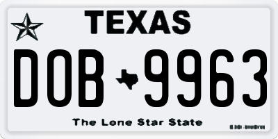 TX license plate DOB9963
