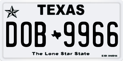 TX license plate DOB9966