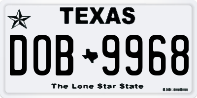 TX license plate DOB9968