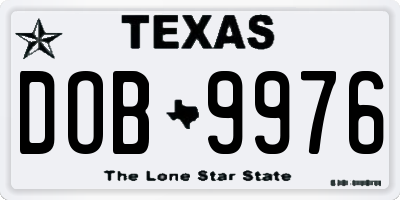 TX license plate DOB9976