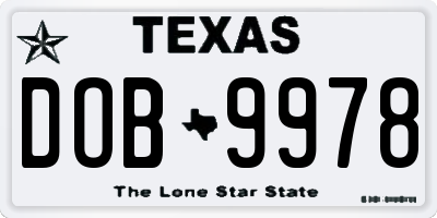 TX license plate DOB9978