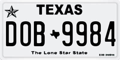 TX license plate DOB9984