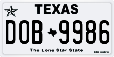 TX license plate DOB9986