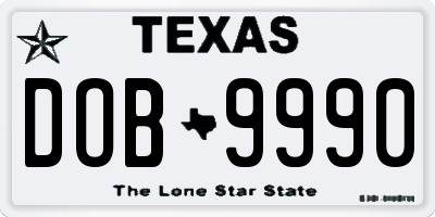 TX license plate DOB9990