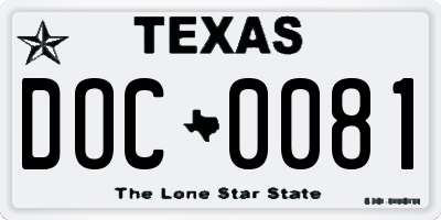 TX license plate DOC0081
