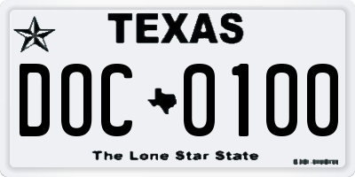 TX license plate DOC0100