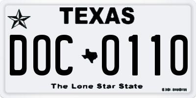 TX license plate DOC0110