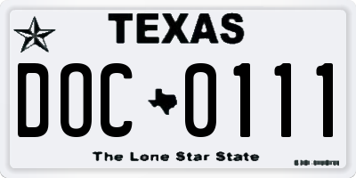TX license plate DOC0111