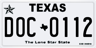 TX license plate DOC0112