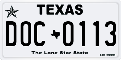 TX license plate DOC0113
