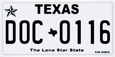 TX license plate DOC0116