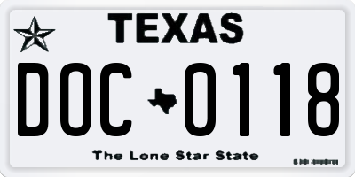 TX license plate DOC0118