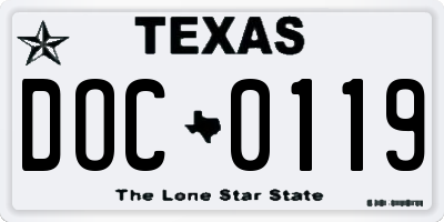 TX license plate DOC0119