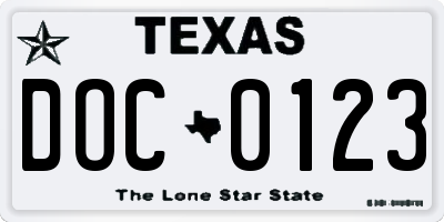 TX license plate DOC0123