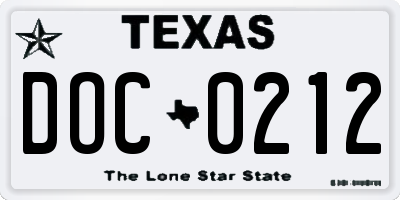 TX license plate DOC0212