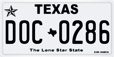 TX license plate DOC0286